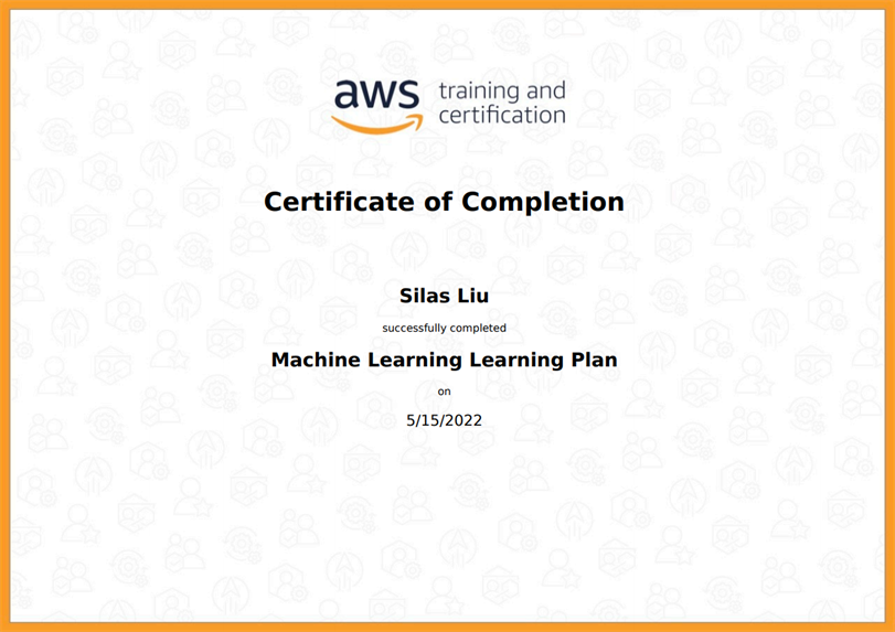 AWS Training and Certification — Machine Learning Learning Plan (35 H) certificate